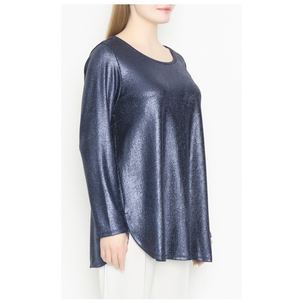Marina Sport Marina Rinaldi Blue Metallic Shimmer‎ Long Sleeve Top XL 5971043